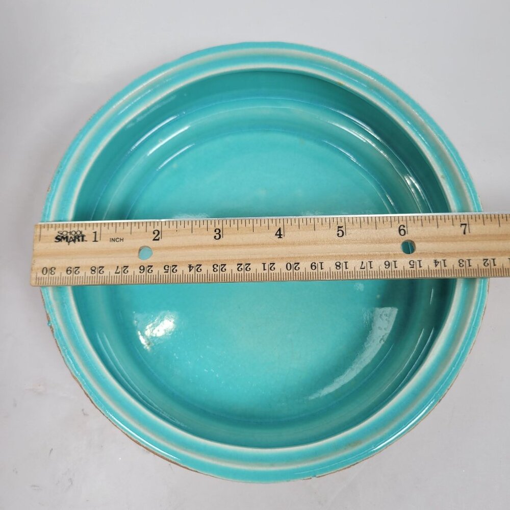VTG Ruf Ware Bonita Creations Beverly Hills Wood & Aqua Ceramic Bowl Modern MCM - Picture 8 of 8